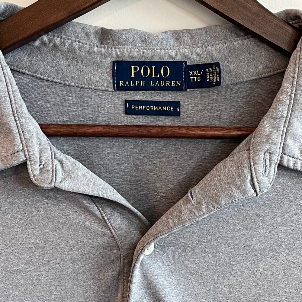 Polo Ralph Lauren Performance Mens XXL Gray Short Sleeve Stretch Polo Shirt - Picture 2 of 8